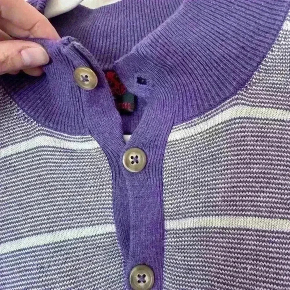 VINTAGE Royal Testimony purple striped super soft men’s sweater - Picture 2 of 5